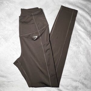 Gymshark Brown Leggings with Logo and Pockets